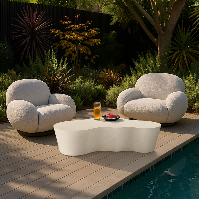 Monza Cream Concrete And Fiberglass Indoor / Outdoor Coffee Table