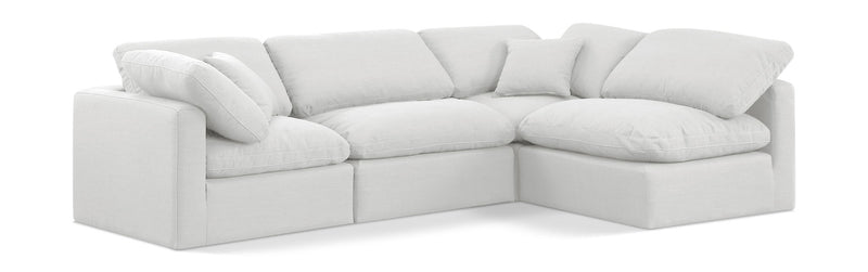 Indulge 105" White Linen Textured Fabric Upholstered 4pc. Modular Sectional