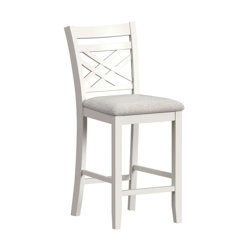 Brooks - 5 Piece Counter Set With Table And 4 Upholstery Seat & Wood Back Chairs - Medium Brown & White