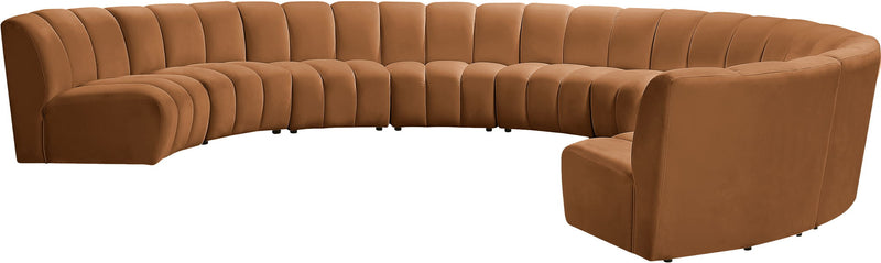 Infinity 183" Saddle Velvet Upholstered 9pc. Modular Sectional