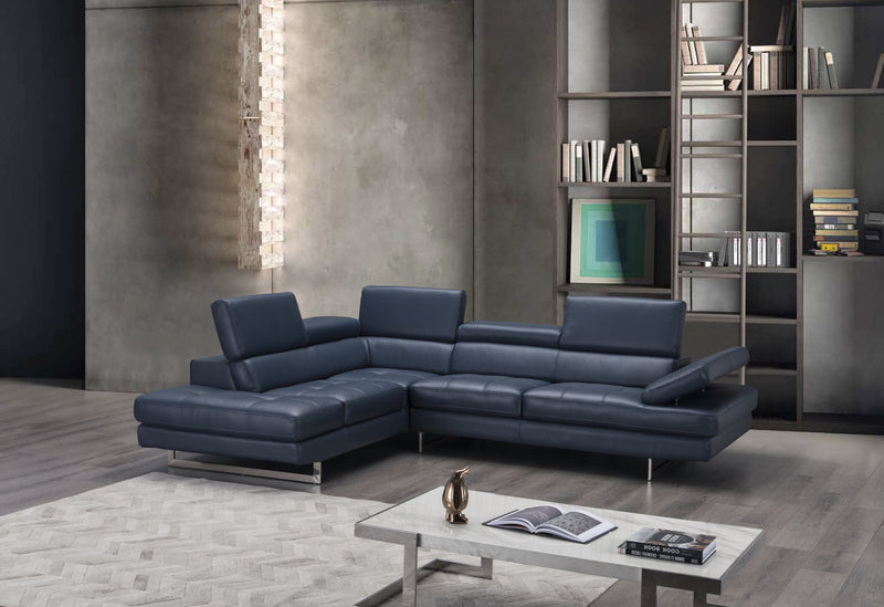 A761 Italian Leather Sectional Slate