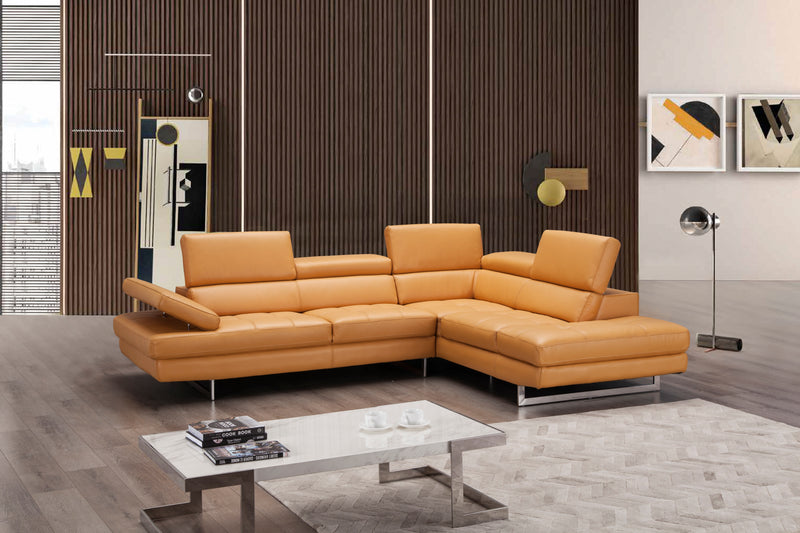 A761 Italian Leather Sectional Slate