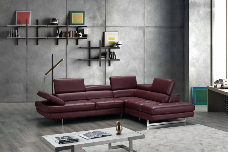 A761 Italian Leather Sectional Slate