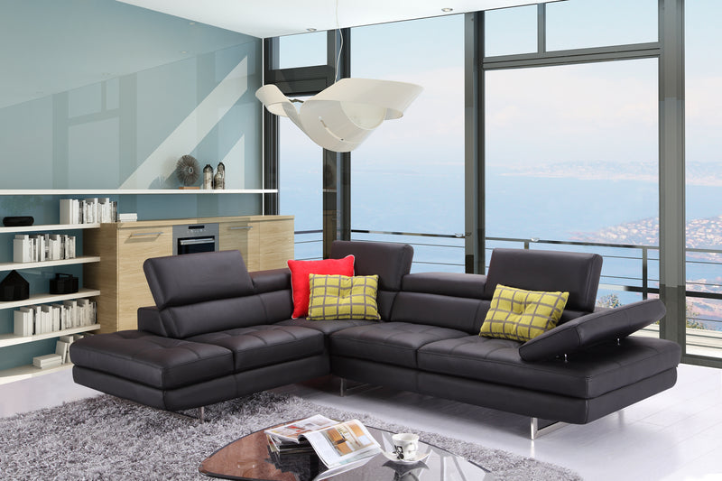 A761 Italian Leather Sectional Slate
