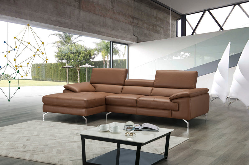 A973B Italian Leather Mini Sectional Chaise