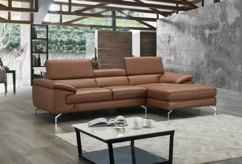 A973B Italian Leather Mini Sectional Chaise