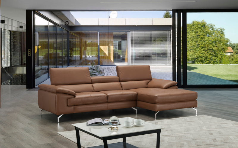 A973B Italian Leather Mini Sectional Chaise