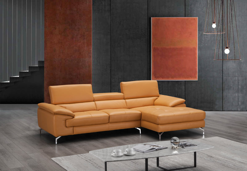 A973B Italian Leather Mini Sectional Chaise