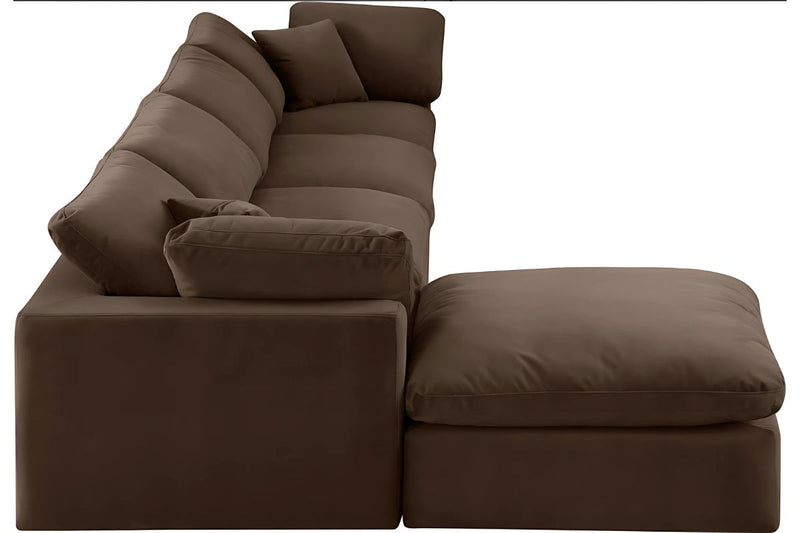 Cloud Velvet 5-Piece Modular Sectional Sofa with Feather Filled Cushions