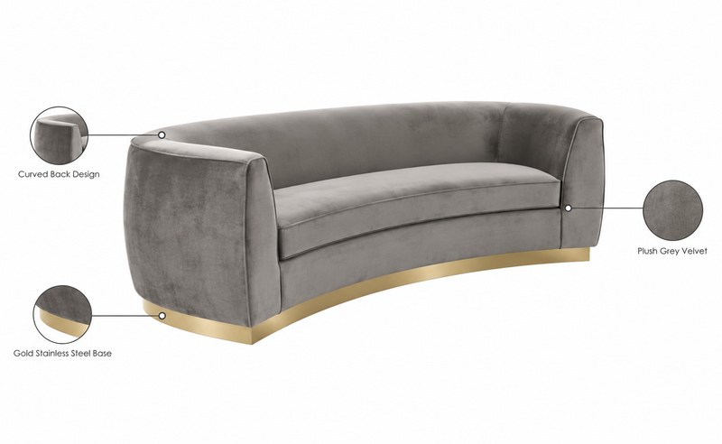 Neveah Velvet 3-Piece Living Room Set In Gray