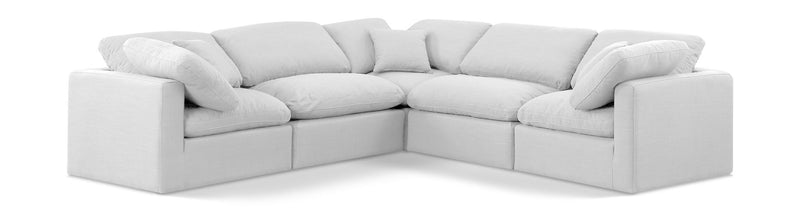 Indulge 105" White Linen Textured Fabric Upholstered 5pc. Modular Sectional