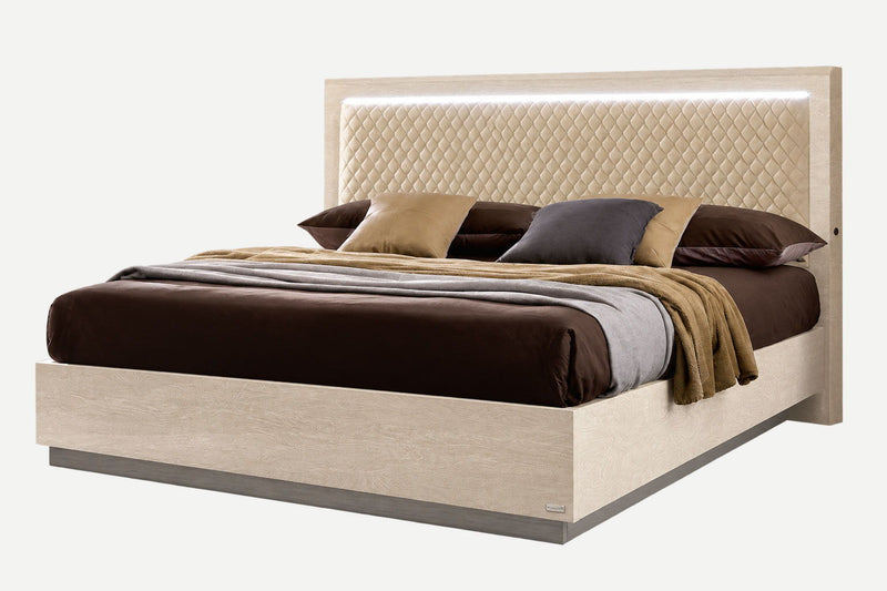 Ambra - Rombi Bed Queen Size - Light Beige
