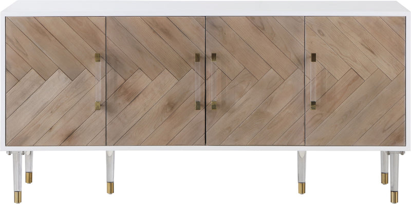 Jive White Lacquer Finish, Birch Wood And Acrylic Sideboard / Buffet