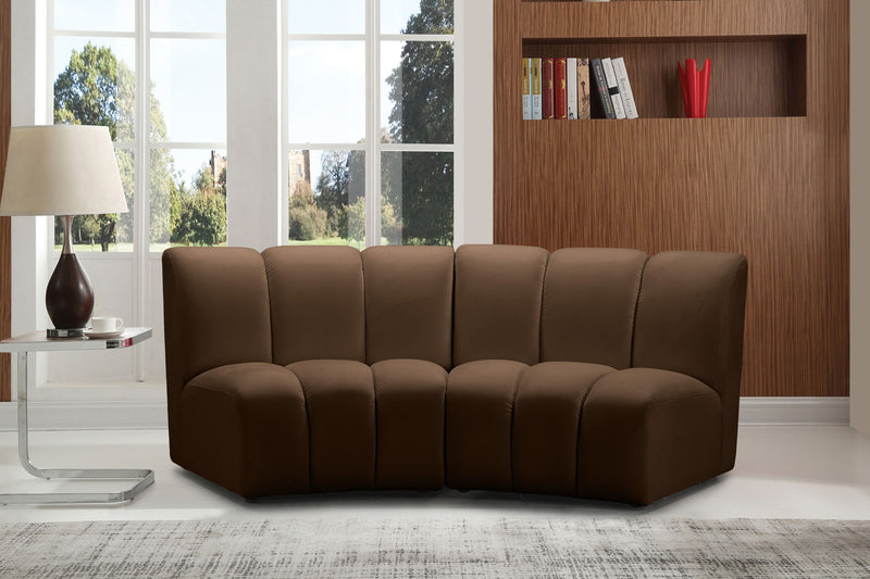 Infinity 83" Brown Velvet Upholstered 2pc. Modular Sectional