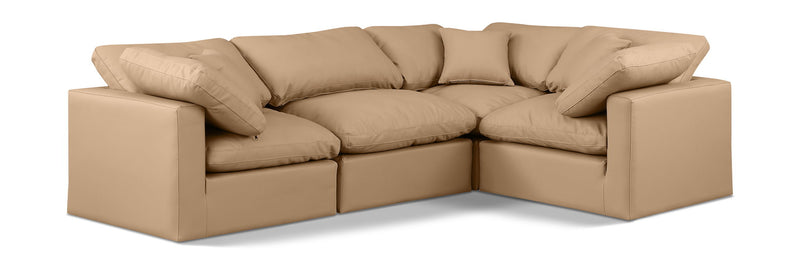 Indulge 105" Tan Vegan Leather Upholstered 4pc. Modular Sectional