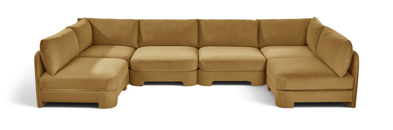 Hammond - Velvet Performance Fabric Upholstered 6 Piece U-Shaped Armless Sectional