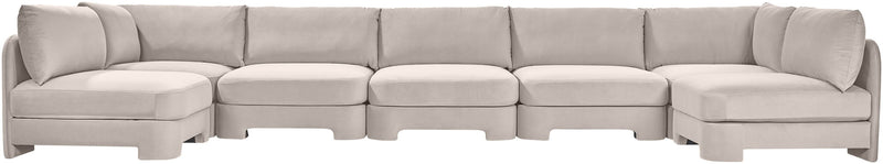 Hammond - Velvet Performance Fabric Upholstered 7 Piece U-Shaped Armless Sectional