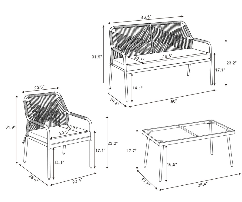 Seabreeze -  4-Piece Conversation Set