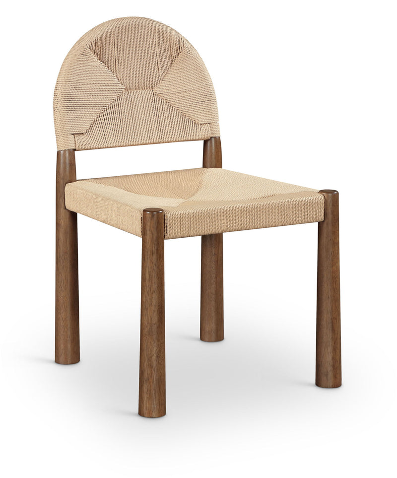 Bohemia Beige Woven Seagrass Cord And Solid Wood Dining Chair