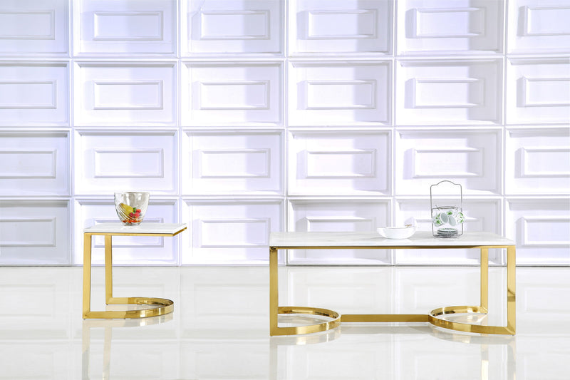 London Gold Marble Veneer Top And Gold Steel Base Coffee Table