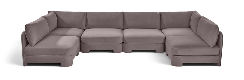 Hammond - Velvet Performance Fabric Upholstered 6 Piece U-Shaped Armless Sectional