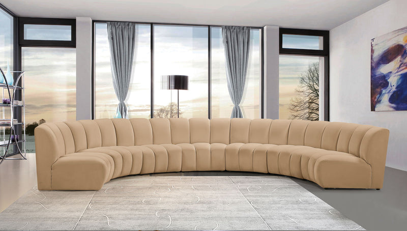 Infinity 183" Camel Velvet Upholstered 7pc. Modular Sectional