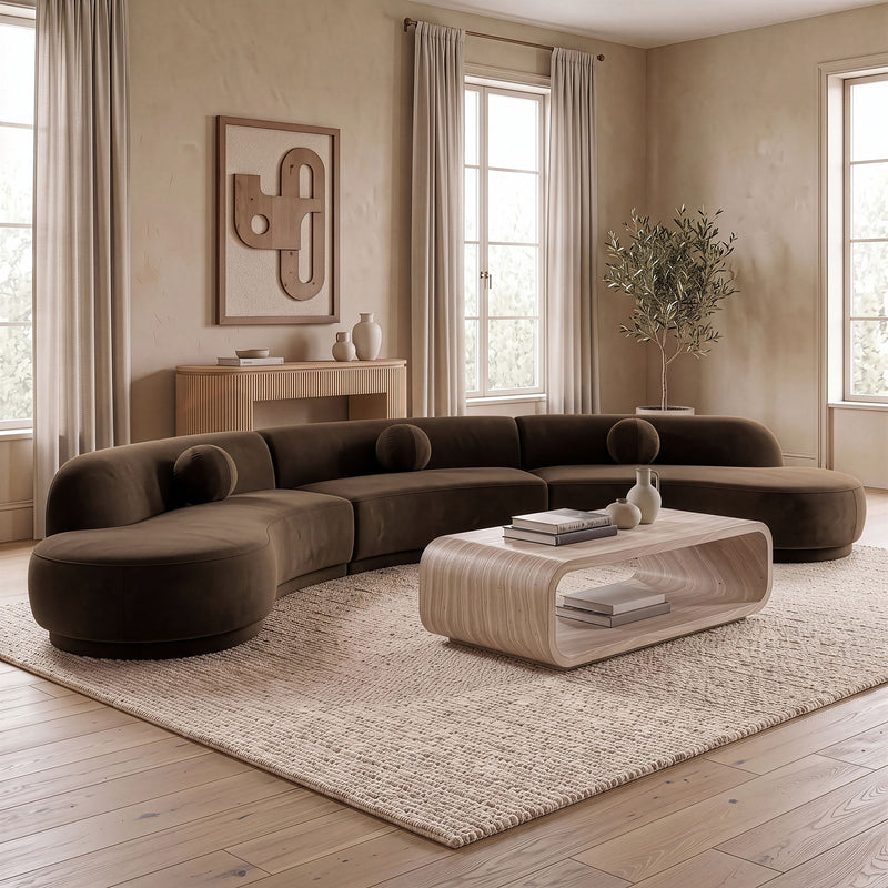 Avra - 177.5" Velvet Performance Fabric Upholstered Sectional