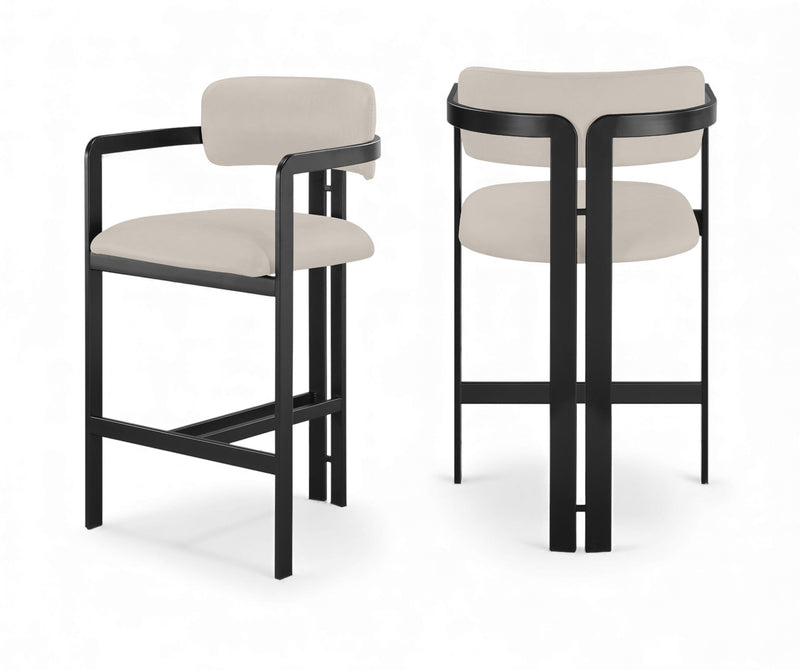 Aurum Taupe Vegan Leather Upholstered Counter Stool