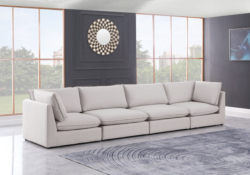 Mackenzie 160" Linen Textured Fabric Upholstered 4pc. Modular Sofa