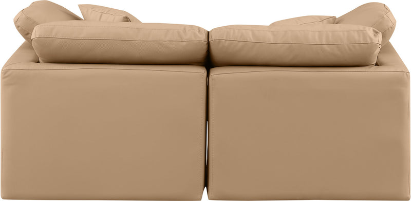 Indulge 70" Tan Vegan Leather Upholstered 2pc. Modular Loveseat
