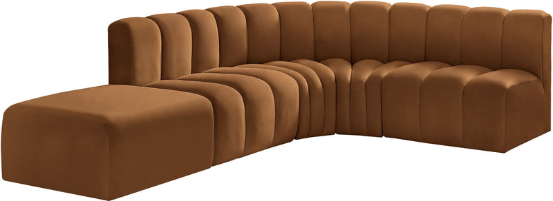 Arc 127" Saddle Velvet Upholstered 5pc. Modular Sectional