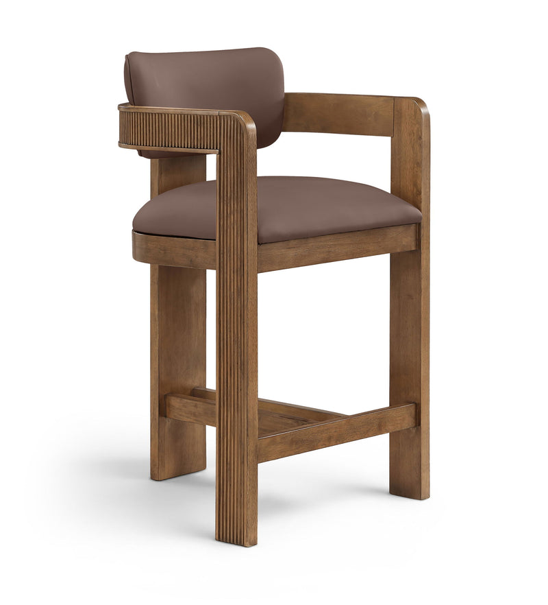Sacha - Vegan Leather Upholstered Counter Stool With Brown Base