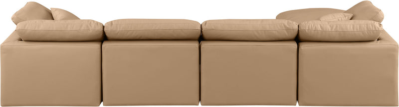 Indulge 140" Tan Vegan Leather Upholstered 5pc. Modular Sectional