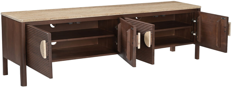 Varenna - 69" Genuine Marble And Acacia Wood Media Console