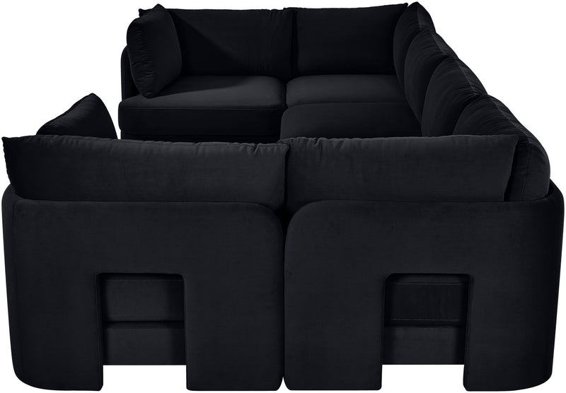 Hammond - Velvet Performance Fabric Upholstered 6 Piece U-Shaped Sectional