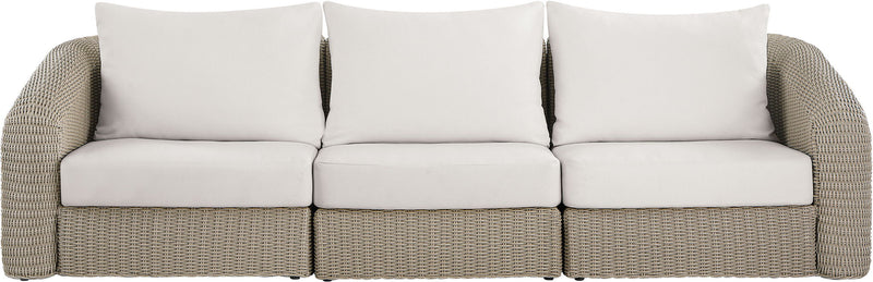 Seacrest - Olefin Water Resistant Fabric And Wicker 3 Piece Outdoor Patio Modular Sofa