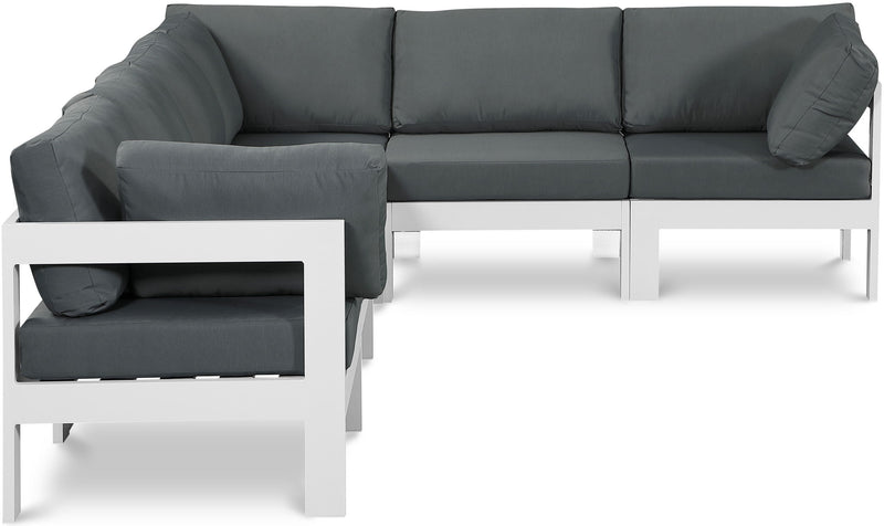 Nizuc - Outdoor Patio 6 Piece Modular Sectional With White Frame