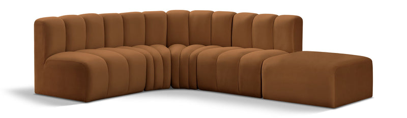 Arc 127" Saddle Velvet Upholstered 5pc. Modular Sectional