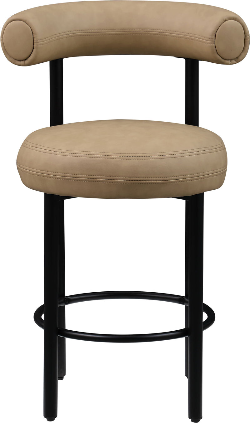 Bordeaux Tan Vegan Leather Upholstered Counter Stool