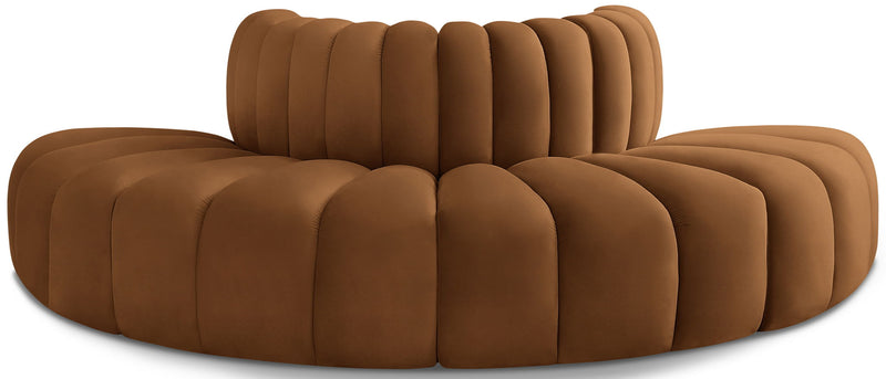 Arc 90" Saddle Velvet Upholstered 4pc. Modular Sectional