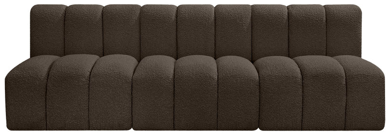 Arc 89.5" Brown Boucle Fabric Upholstered 3pc. Modular Sectional