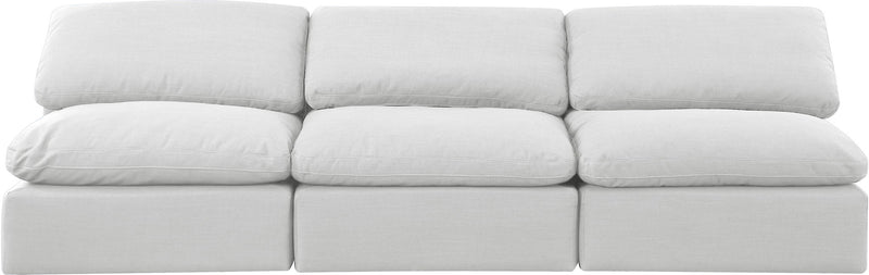 Indulge 105" White Linen Textured Fabric Upholstered 3pc. Armless Modular Sofa