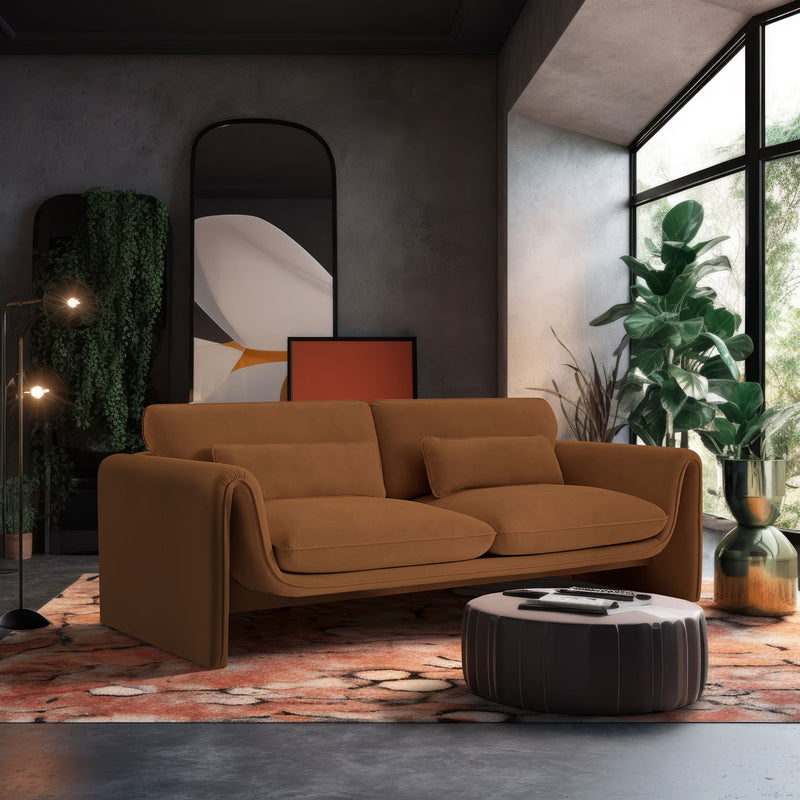 Sloan 86" Saddle Velvet Upholstered Sofa