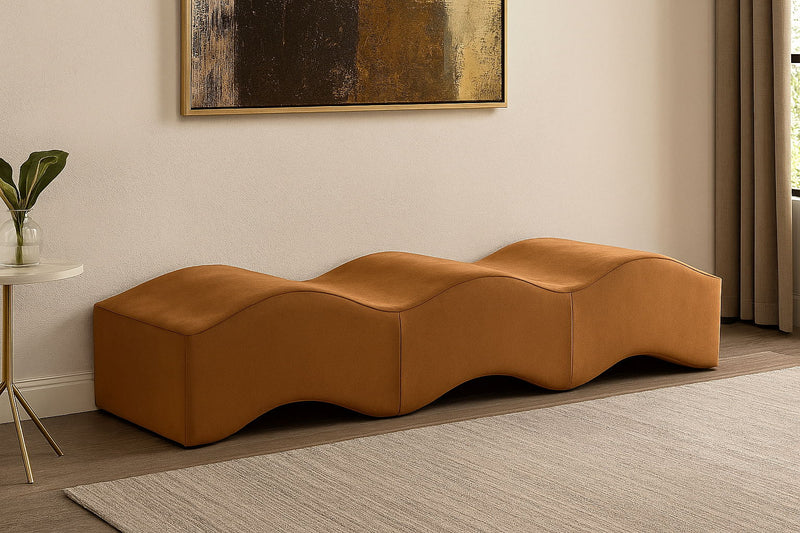 Wave Saddle Velvet Upholstered Bench