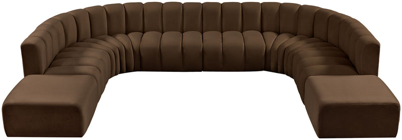 Arc 161" Brown Velvet Upholstered 10pc. Modular Sectional