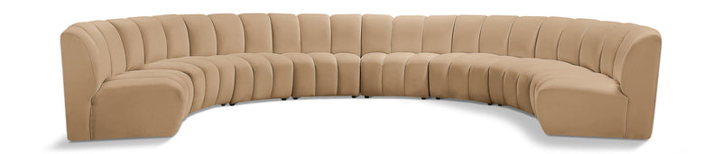 Infinity 183" Camel Velvet Upholstered 8pc. Modular Sectional