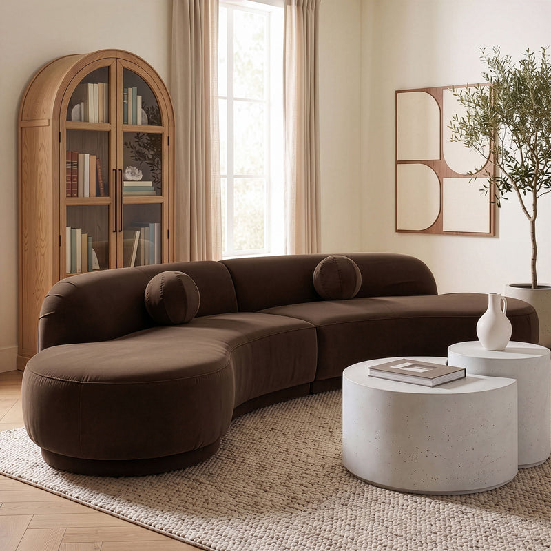 Avra - 146" Velvet Performance Fabric Upholstered Sectional