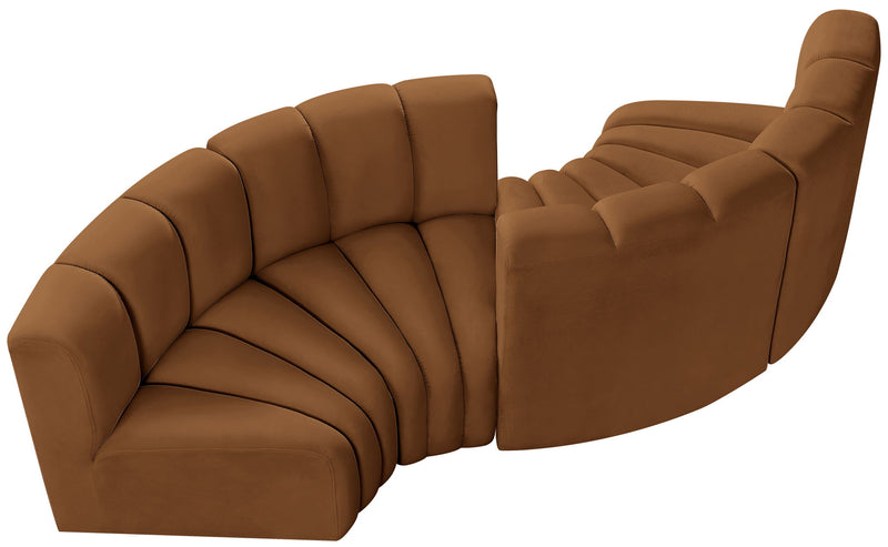 Arc 102" Saddle Velvet Upholstered 4pc. Modular Sectional