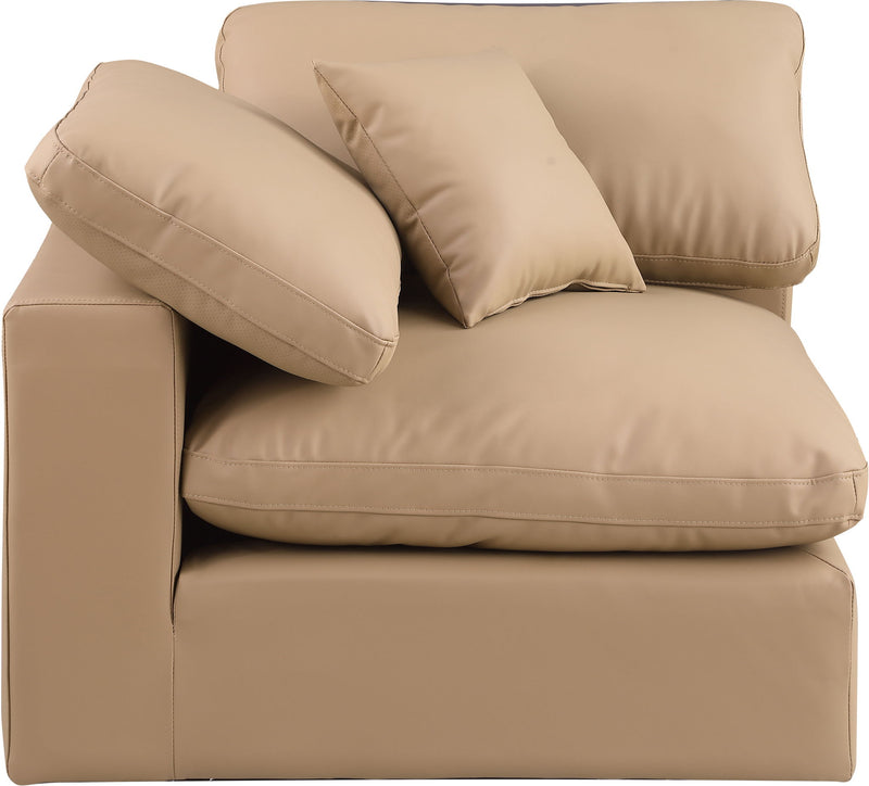 Comfy Tan Vegan Leather Upholstered Modular Corner Chair