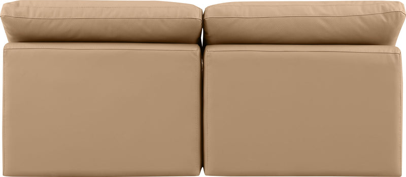 Indulge 70" Tan Vegan Leather Upholstered 2pc. Armless Modular Loveseat